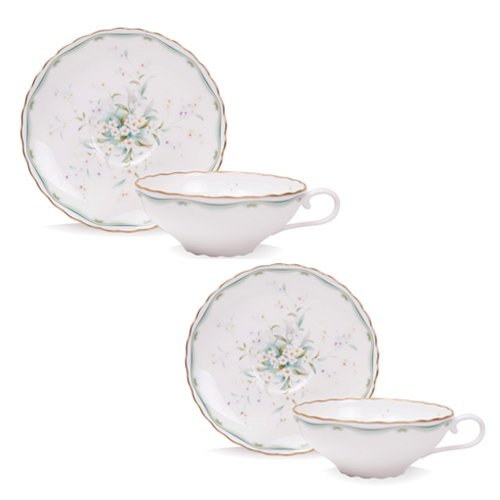 노리다케 그린플라워 티잔 + 받침 세트 4416, 혼합색상, 2세트 상세 이미지 1