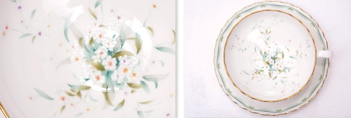 노리다케 그린플라워 티잔 + 받침 세트 4416, 혼합색상, 2세트 상세 이미지 2