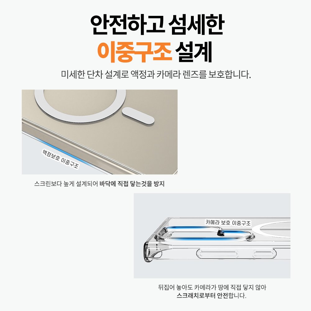 랩씨 맥세이프 마그넷 케이스 최강 2배 자력 변색 방지 클리어 투명, 갤럭시S22 울트라 상세 이미지 1