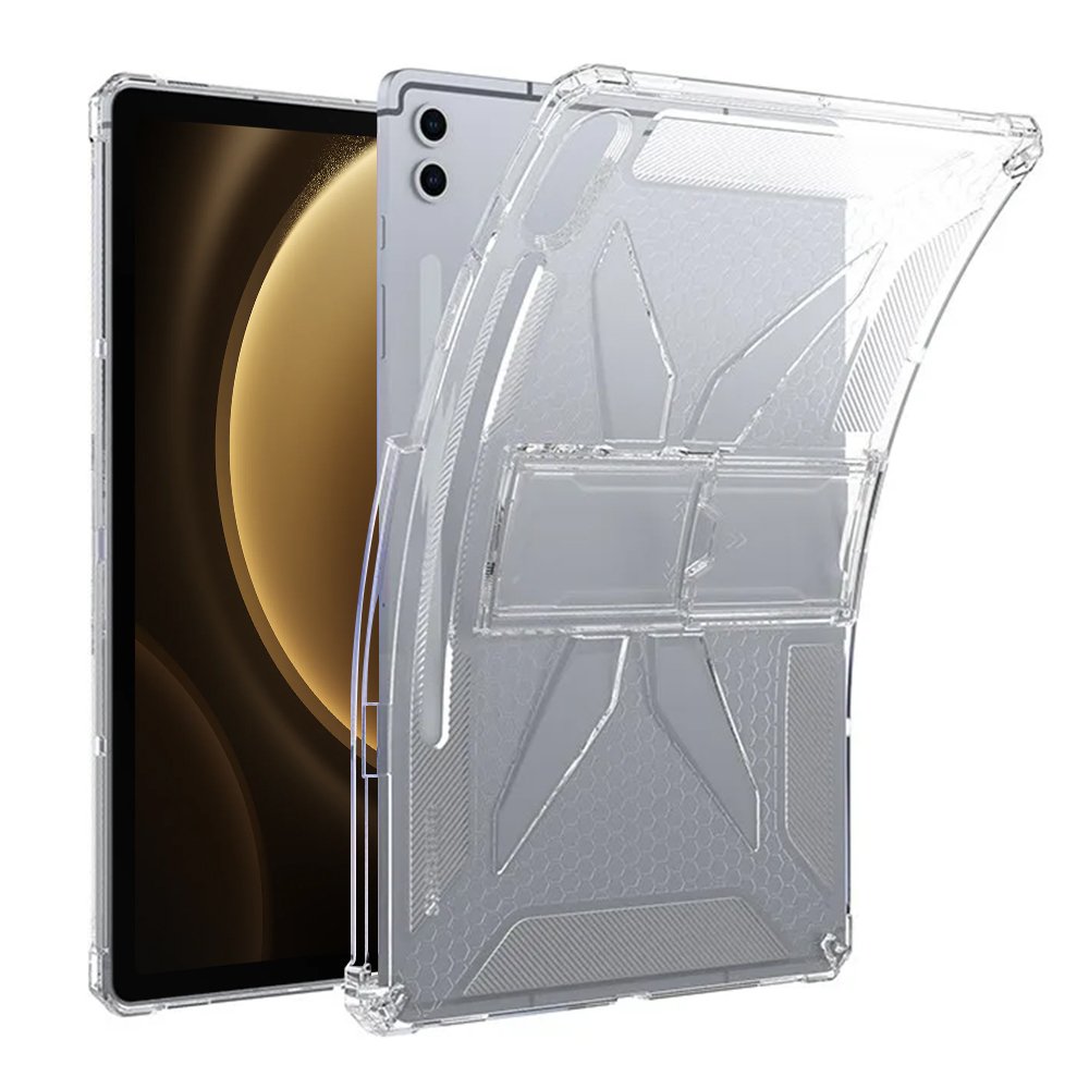 갤럭시탭 S9 FE 플러스 케이스 범퍼 클리어 거치대 S펜 수납 퓨어엑스 투명, 탭 S9 FE+ 상세 이미지 2
