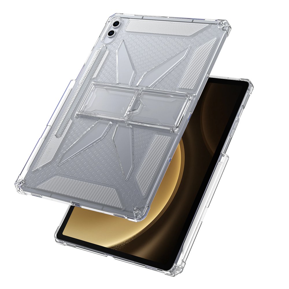 갤럭시탭 S9 FE 플러스 케이스 범퍼 클리어 거치대 S펜 수납 퓨어엑스 투명, 탭 S9 FE+ 상세 이미지 1