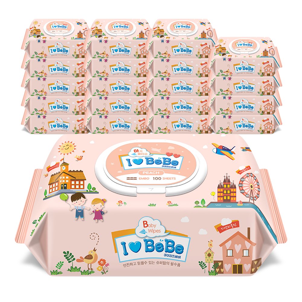 아이러브베베 피치 캡형 아기물티슈 100매, 20개 상세 이미지 2