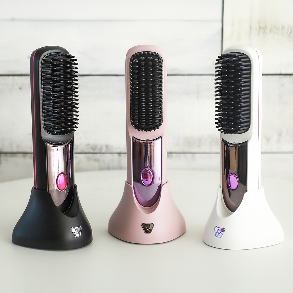 신제품 프라임허브 휴대용 무선 빗 고데기 청담스타일 헤어 뿌리 볼륨 매직기 브러쉬 +파우치 상세 이미지 2