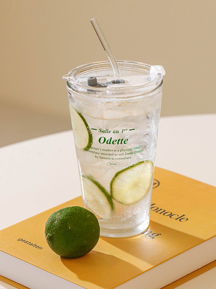 오데뜨 감성 홈카페 강화유리 레터링 글라스 텀블러 475ml 상세 이미지 1