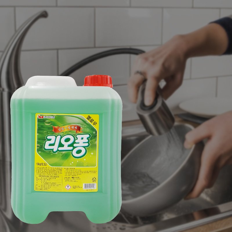 성진켐 리오퐁 옐로우 주방세제 13kg 업소용 대용량 알뜰 주방 설거지 세제 리필 말통 식당 주방용 세척제 상세 이미지 2