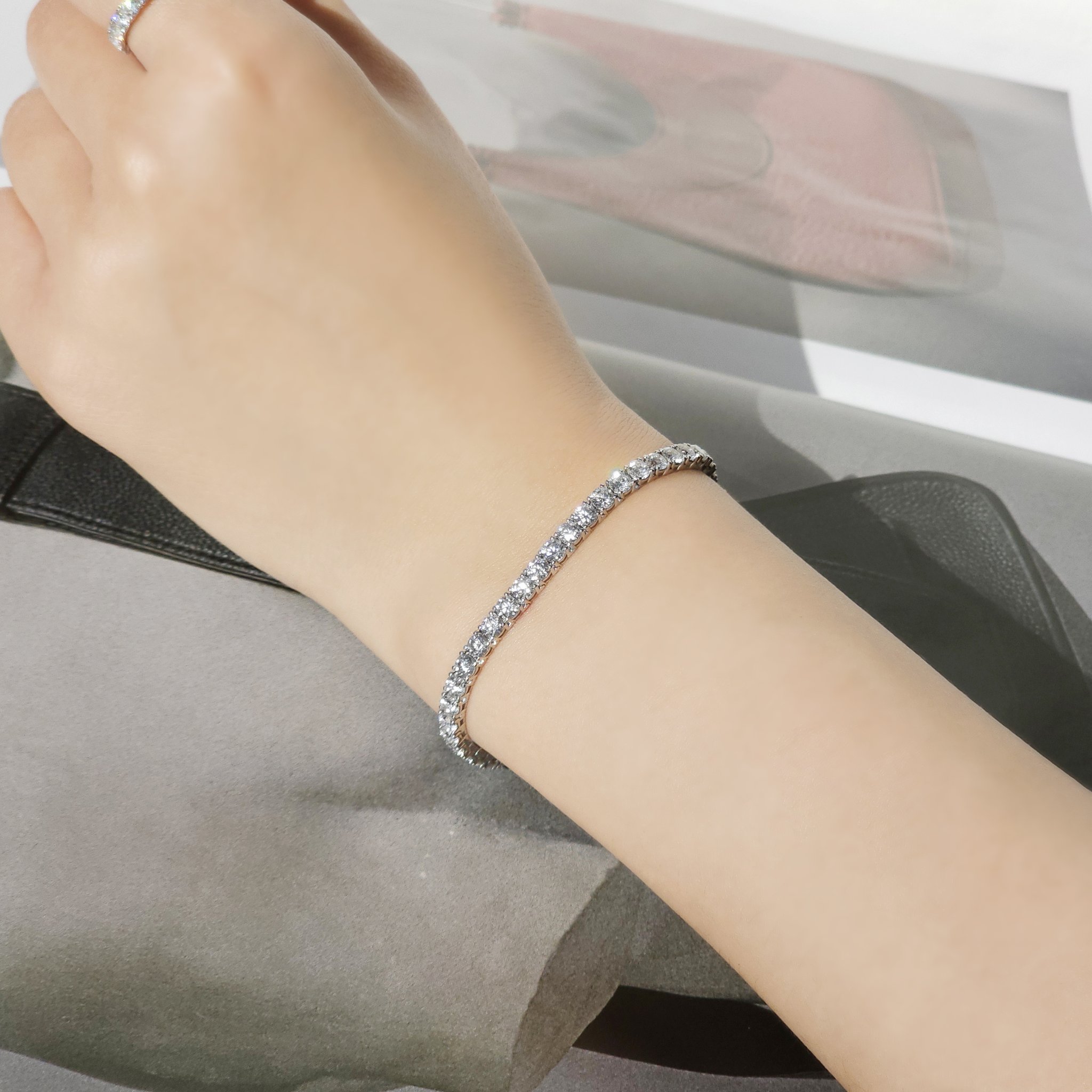 랩다이아 테니스팔찌 1.7부 3.5mm 고퀄리티 랩다이아몬드 14k 18k 상세 이미지 1